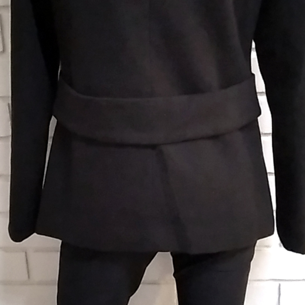 Maralyn & Me Black Lined Zip Detail Double Breasted Coat. Size Small - Picture 8 of 11